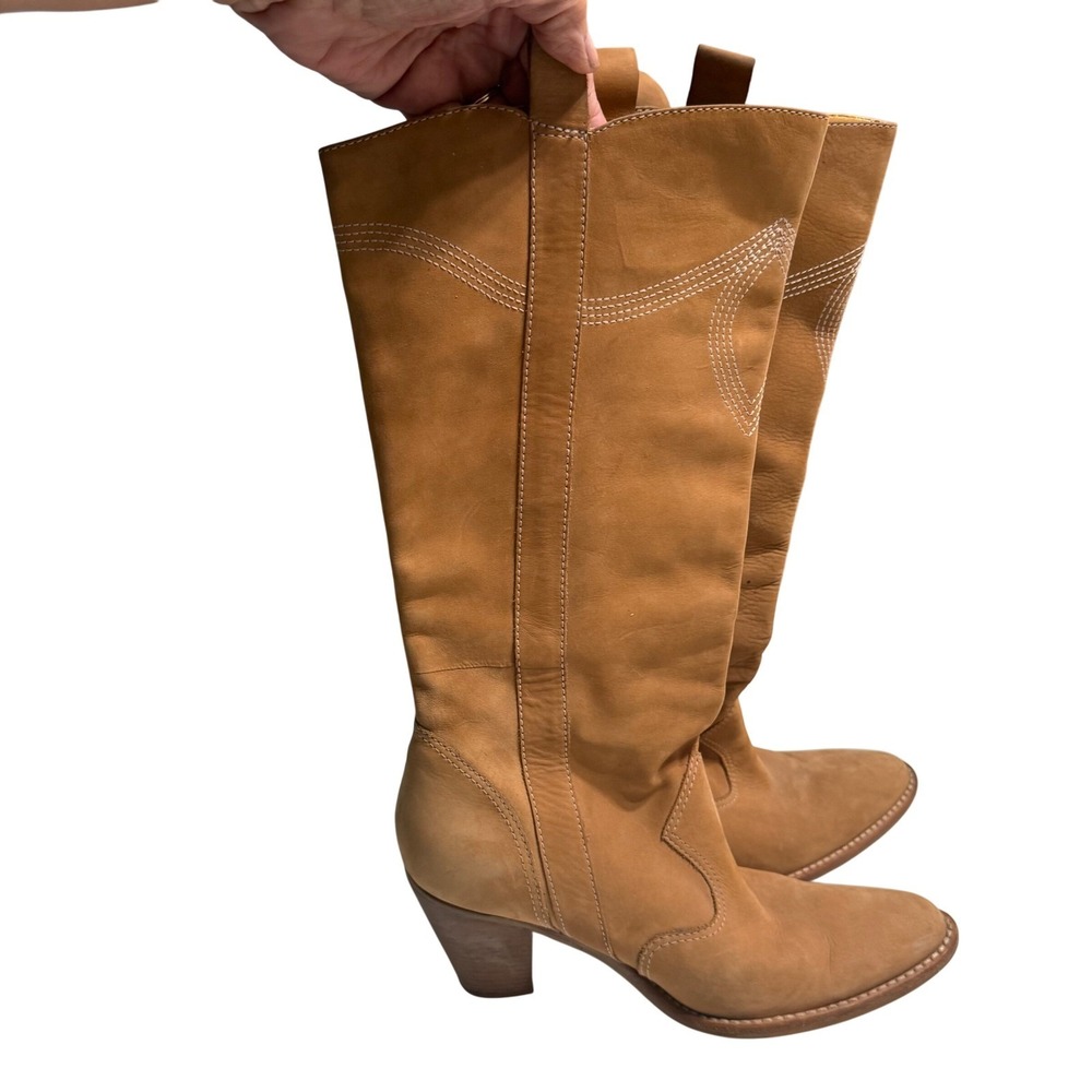 Gianni Bini Tan Suede Western Cowboy Boots‎ Women's Size 8.5M